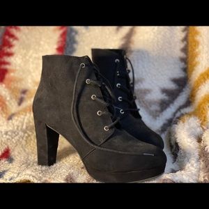 Black Ankle Booties With Strings